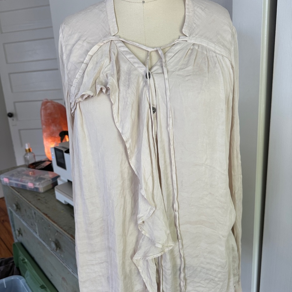 All Saints ivory blouse silky asymmetrical UK 8 US 4
